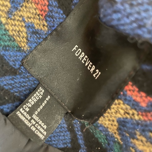 Forever 21 Women's Black Wool Blend Southwestern Aztec Print Blazer Coat Small - Picture 4 of 4